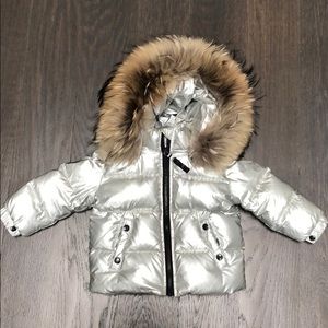 SAM baby girl fur hooded down jacket
